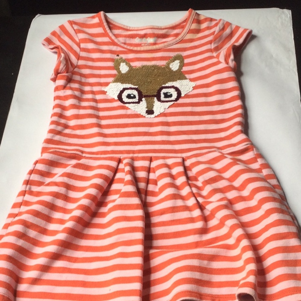 Cat and Jack flippy sequin fox dress with pockets